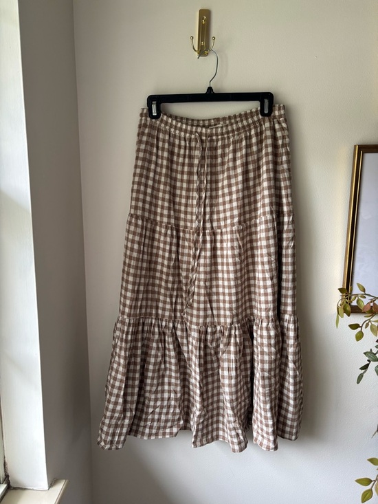Neuflora Dresses & Skirts - Neuflora Brown Gingham Tiered Maxi Skirt